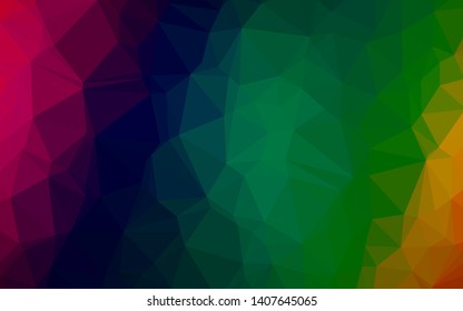 Dark Multicolor, Rainbow vector blurry triangle texture. Colorful abstract illustration with gradient. Brand new style for your business design.