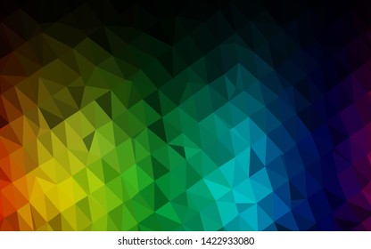 Dark Multicolor, Rainbow vector blurry triangle texture. Colorful illustration in Origami style with gradient.  Template for a cell phone background.