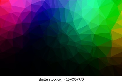 Dark Multicolor, Rainbow vector blurry triangle pattern. Shining illustration, which consist of triangles. Polygonal design for your web site.