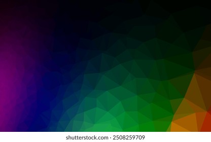 Dunkle mehrfarbige, Regenbogen-Vektor unscharfe Dreieck Textur. Farbige Illustration im Origami-Stil mit Farbverlauf.  Polygonales Design für Ihre Website.