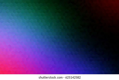 Dark Multicolor, Rainbow vector blurry hexagon background design. Geometric background in Origami style with gradient. 