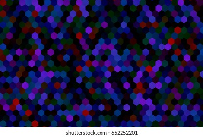 Dark Multicolor, Rainbow vector blurry hexagon background design. Geometric background in Origami style with gradient. 