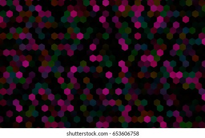 Dark Multicolor, Rainbow vector blurry hexagon background design. Geometric background in Origami style with gradient. 