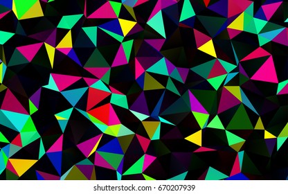 Dark Multicolor, Rainbow vector blurry triangle template. Shining illustration, which consist of triangles. Brand-new design for your business.