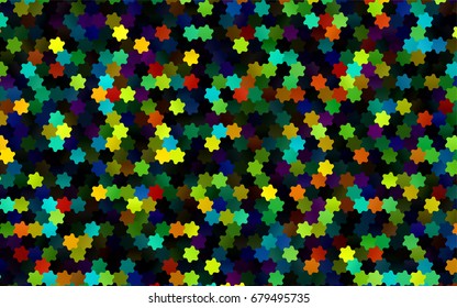 Dark Multicolor, Rainbow vector blurry hexagon background design. Geometric background in Origami style with gradient. 