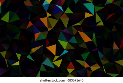 Dark Multicolor, Rainbow vector blurry triangle pattern. Triangular geometric sample with gradient.  A completely new design for your business.