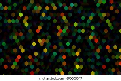 Dark Multicolor, Rainbow vector blurry hexagon background design. Geometric background in Origami style with gradient. 