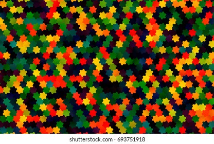 Dark Multicolor, Rainbow vector blurry hexagon background design. Geometric background in Origami style with gradient. 