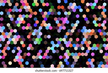 Dark Multicolor, Rainbow vector blurry hexagon background design. Geometric background in Origami style with gradient. 