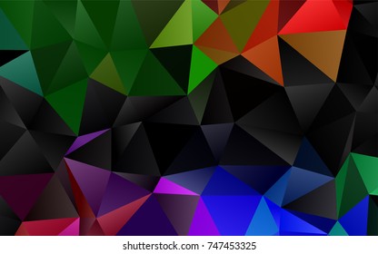 Dark Multicolor, Rainbow vector blurry triangle background. Colorful illustration in abstract style with gradient. A completely new design for your business.