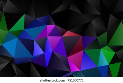 Dark Multicolor, Rainbow vector blurry triangle pattern. Glitter abstract illustration with an elegant design. Brand-new design for your business.