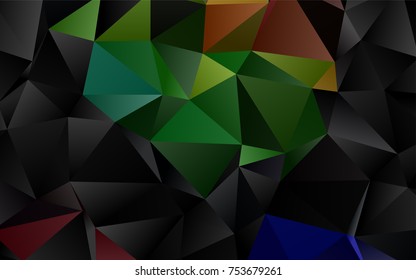 Dark Multicolor, Rainbow vector blurry triangle pattern. Geometric illustration in Origami style with gradient.  The textured pattern can be used for background.