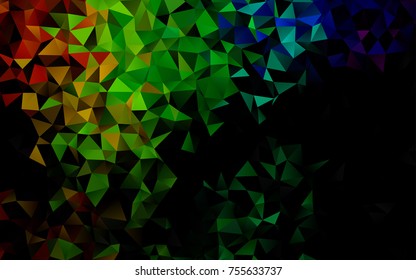 Dark Multicolor, Rainbow vector blurry triangle pattern. Creative geometric illustration in Origami style with gradient. A completely new template for your business design.