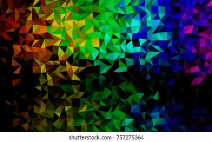 Dark Multicolor, Rainbow vector blurry triangle pattern. Geometric illustration in Origami style with gradient.  A completely new design for your business.