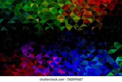 Dark Multicolor, Rainbow vector blurry triangle template. Geometric illustration in Origami style with gradient.  A new texture for your design.