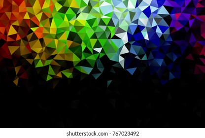 Dark Multicolor, Rainbow vector blurry triangle template. Creative geometric illustration in Origami style with gradient. A new texture for your design.