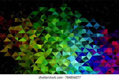 Dark Multicolor, Rainbow vector blurry triangle background. Shining illustration, which consist of triangles. Triangular pattern for your business design.