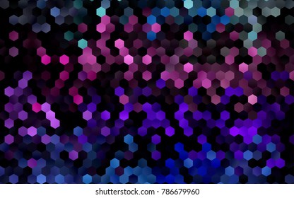 Dark Multicolor, Rainbow vector blurry hexagon background design. Geometric background in Origami style with gradient. 