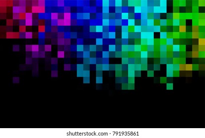 Dark Multicolor, Rainbow vector blurry rectangular background. Geometric background in square style with gradient. The pattern can be used for brand-new background.