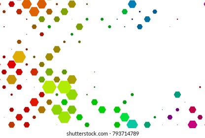 Dark Multicolor, Rainbow vector blurry hexagon background design. Geometric background in Origami style with gradient. 
