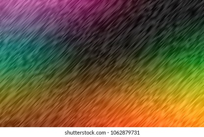 Dark Multicolor, Rainbow vector cover with long lines. Shining colored illustration with narrow lines. Best design for your ad, poster, banner.