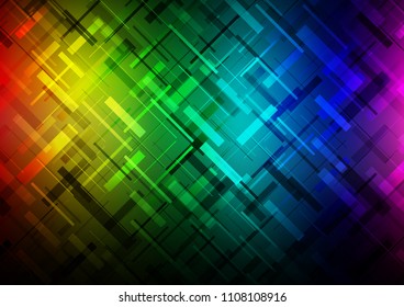 Dark Multicolor, Rainbow vector cover with long lines. Modern geometrical abstract illustration with staves. Best design for your ad, poster, banner.