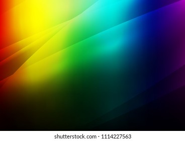 Dark Multicolor, Rainbow vector cover with long lines. Glitter abstract illustration with colored sticks. The pattern can be used as ads, poster, banner for commercial.