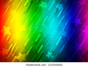 Dark Multicolor, Rainbow vector cover with long lines. Modern geometrical abstract illustration with staves. The pattern can be used as ads, poster, banner for commercial.