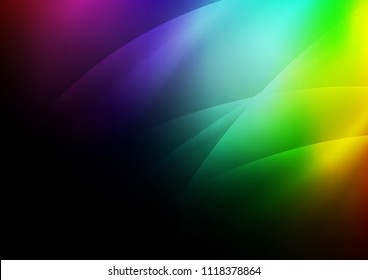 Dark Multicolor, Rainbow vector cover with long lines. Modern geometrical abstract illustration with staves. The template can be used as a background.