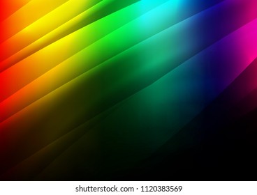 Dark Multicolor, Rainbow vector cover with long lines. Glitter abstract illustration with colored sticks. Smart design for your business advert.