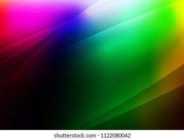 Dark Multicolor, Rainbow vector cover with long lines. Decorative shining illustration with lines on abstract template. The template can be used as a background.