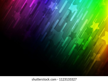 Dark Multicolor, Rainbow vector cover with long lines. Blurred decorative design in simple style with lines. Smart design for your business advert.