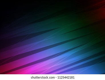 Dark Multicolor, Rainbow vector cover with long lines. Glitter abstract illustration with colored sticks. The pattern can be used for websites.