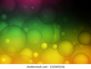 Dark Multicolor, Rainbow vector cover with spots. Beautiful colored illustration with blurred circles in nature style. The pattern can be used for ads, leaflets of liquid.