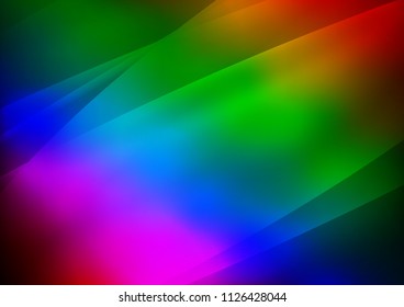 Dark Multicolor, Rainbow vector cover with long lines. Lines on blurred abstract background with gradient. Best design for your ad, poster, banner.