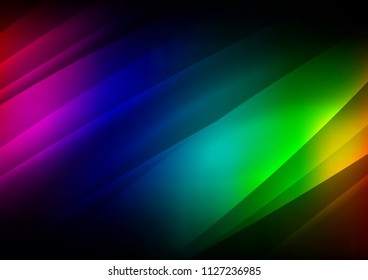 Dark Multicolor, Rainbow vector cover with long lines. Glitter abstract illustration with colored sticks. The pattern can be used as ads, poster, banner for commercial.