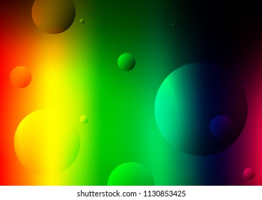 Dark Multicolor, Rainbow vector cover with spots. Illustration with set of shining colorful abstract circles. The pattern can be used for beautiful websites.