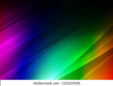 Dark Multicolor, Rainbow vector cover with long lines. Lines on blurred abstract background with gradient. The pattern can be used for websites.