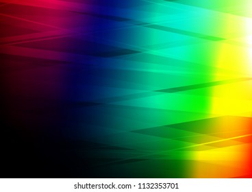 Dark Multicolor, Rainbow vector cover with long lines. Glitter abstract illustration with colored sticks. The pattern can be used as ads, poster, banner for commercial.