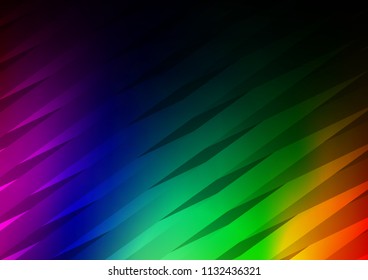 Dark Multicolor, Rainbow vector cover with long lines. Modern geometrical abstract illustration with staves. The template can be used as a background.