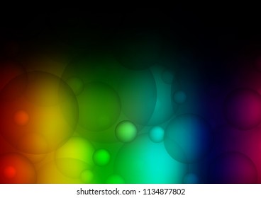 Dark Multicolor, Rainbow vector cover with spots. Glitter abstract illustration with blurred drops of rain. Completely new template for your brand book.