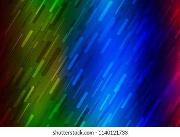 Dark Multicolor, Rainbow vector cover with long lines. Modern geometrical abstract illustration with staves. The template can be used as a background.