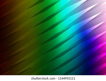 Dark Multicolor, Rainbow vector cover with long lines. Lines on blurred abstract background with gradient. The template can be used as a background.