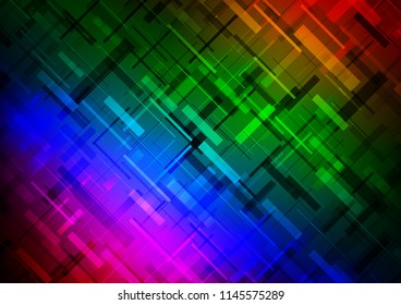 Dark Multicolor, Rainbow vector cover with long lines. Decorative shining illustration with lines on abstract template. Best design for your ad, poster, banner.