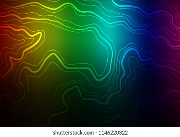Dark Multicolor, Rainbow vector cover with long lines. Lines on blurred abstract background with gradient. The pattern can be used for websites.
