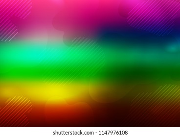 Dark Multicolor, Rainbow vector cover with long lines. Shining colored illustration with narrow lines. The template can be used as a background.