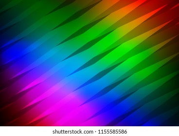 Dark Multicolor, Rainbow vector cover with long lines. Modern geometrical abstract illustration with staves. Best design for your ad, poster, banner.