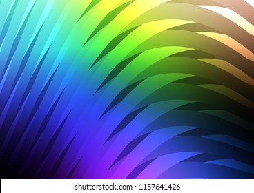 Dark Multicolor, Rainbow vector cover with long lines. Lines on blurred abstract background with gradient. Smart design for your business advert.