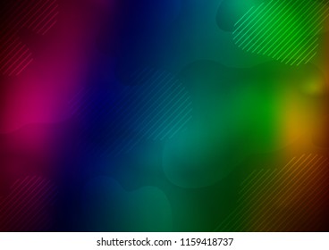 Dark Multicolor, Rainbow vector cover with long lines. Blurred decorative design in simple style with lines. Smart design for your business advert.