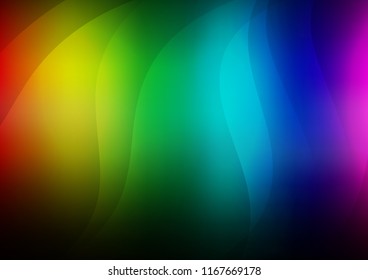 Dark Multicolor, Rainbow vector cover with long lines. Glitter abstract illustration with colored sticks. Best design for your ad, poster, banner.